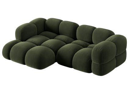 Zelená sametová rohová pohovka Cosmopolitan Design Loretto 250 cm, levá