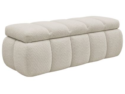 Béžová bouclé lavice Denali 144 cm s úložným prostorem