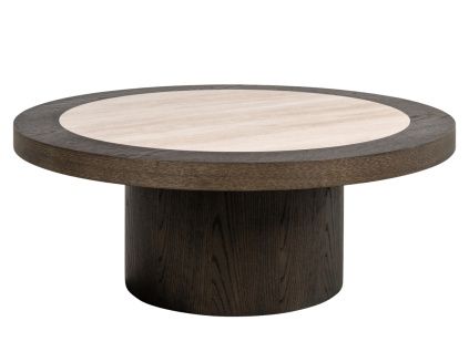 Hnědý konferenční stolek Richmond Nando Ø100 cm s keramickou deskou