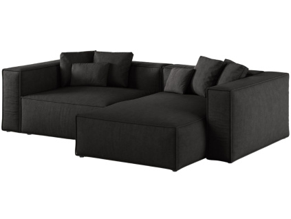Černá čalouněná rohová pohovka Cosmopolitan Design Aveiro 254 cm, pravá