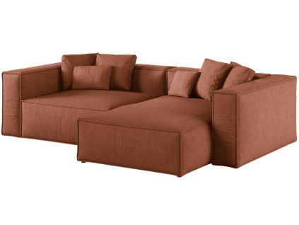 Terakotově oranžová čalouněná rohová pohovka Cosmopolitan Design Aveiro 254 cm, pravá