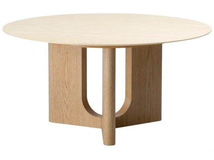 Dubový konferenční stolek Klimanto ⌀90 cm s dekorem travertinu