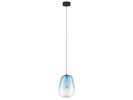 Modré skleněné závěsné LED světlo Nova Luce Oblo 16 cm
