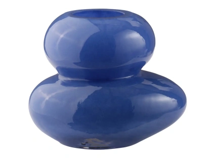 Modrá skleněná váza BULB 11 cm