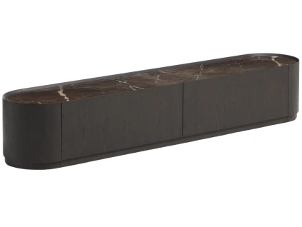 Hnědý dubový TV stolek Kave Home Nemore 200 x 40 cm