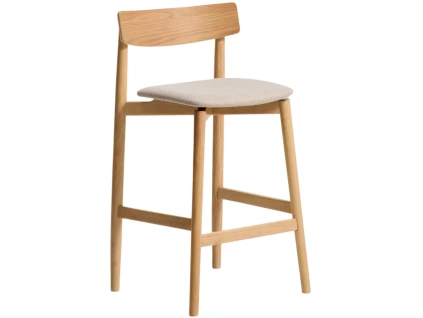 Dřevěná barová židle Kave Home Evera 67 cm s čalouněným sedákem a opěradlem