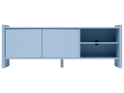 Modrý lakovaný TV stolek Rali 160 x 48 cm