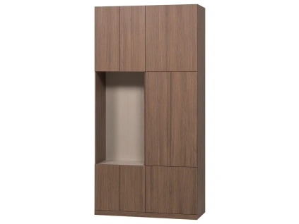 Dřevěná skříň Build 215 x 108 cm s tmavým dubovým dekorem