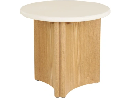 Bílý dřevěný odkládací stolek Morthy ø50 cm