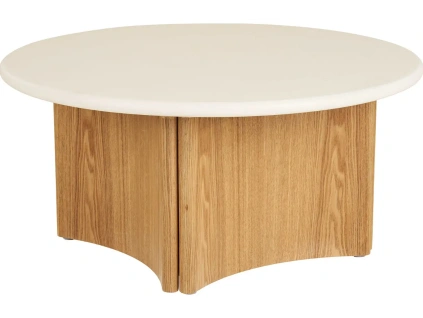 Bílý dřevěný konferenční stolek Morthy ø80 cm