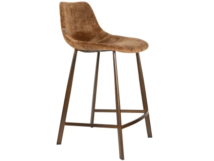 Koňakově hnědá čalouněná barová židle DUTCHBONE Franky 65 cm