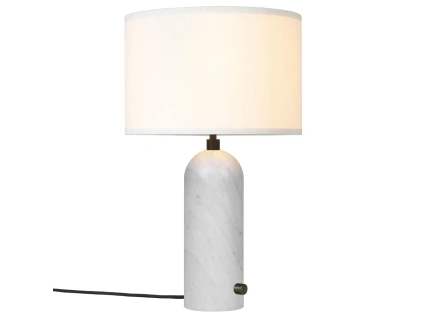 Bílá mramorová stolní lampa Gubi Gravity 49 cm s bílým stínidlem