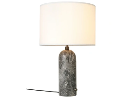 Šedá mramorová stolní lampa Gubi Gravity 49 cm s bílým stínidlem