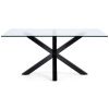 Skleněný jídelní stůl Kave Home Argo 160 x 90 cm s černou kovovou podnoží