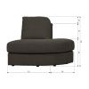 Antracitově šedý látkový koncový modul Flaireen 93 cm, pravý