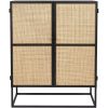 Černá lakovaná komoda s ratanovou výplní WLL GUUJI 80 x 38 cm