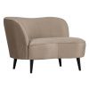 Béžové sametové lounge křeslo Norma 112 cm, levé