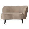 Béžové sametové lounge křeslo Norma 112 cm, pravé
