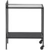 Černý kuchyňský vozík Darila 60 cm se skleněnou deskou