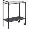 Černý kuchyňský vozík Darila 60 cm se skleněnou deskou