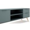 Zelený lakovaný TV stolek Marckeric Pisco 180 x 40 cm