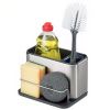Stříbrno-černý nerezový stojan na mycí prostředky Surface Sink Tidy