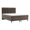 Hnědá sametová postel boxspring KOBBE 160 x 200 cm