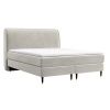 Světle béžová sametová postel boxspring OFFO 180 x 200 cm