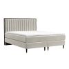 Světle béžová sametová postel boxspring RHODES 200 x 200 cm