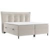 Světle béžová sametová postel boxspring SINAI 180 x 200