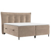 Béžová sametová postel boxspring SINAI 160 x 200