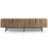 Hnědý TV stolek Marckeric Eldia 200 x 35 cm s dubovým dekorem