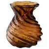 Hnědá skleněná váza Swirl 16 cm
